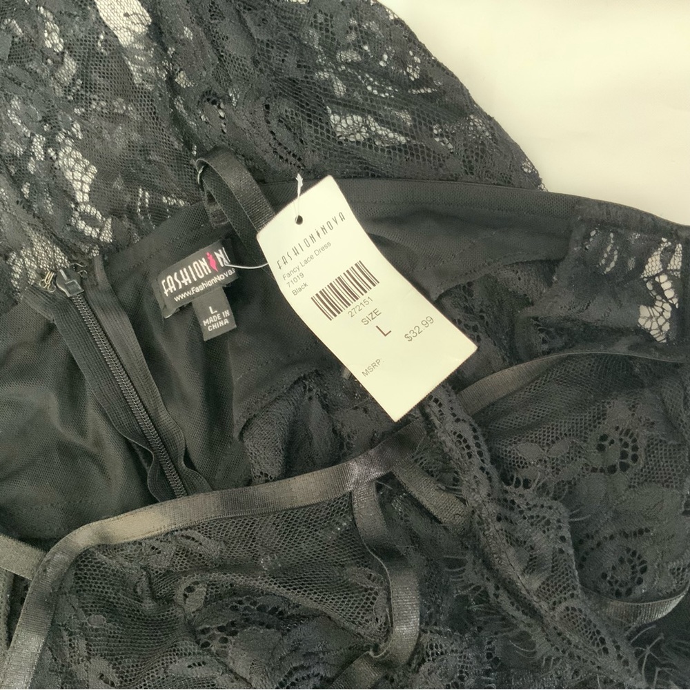 Fashion Nova Black Lace Dress Lingerie NWT - Picture 11 of 11